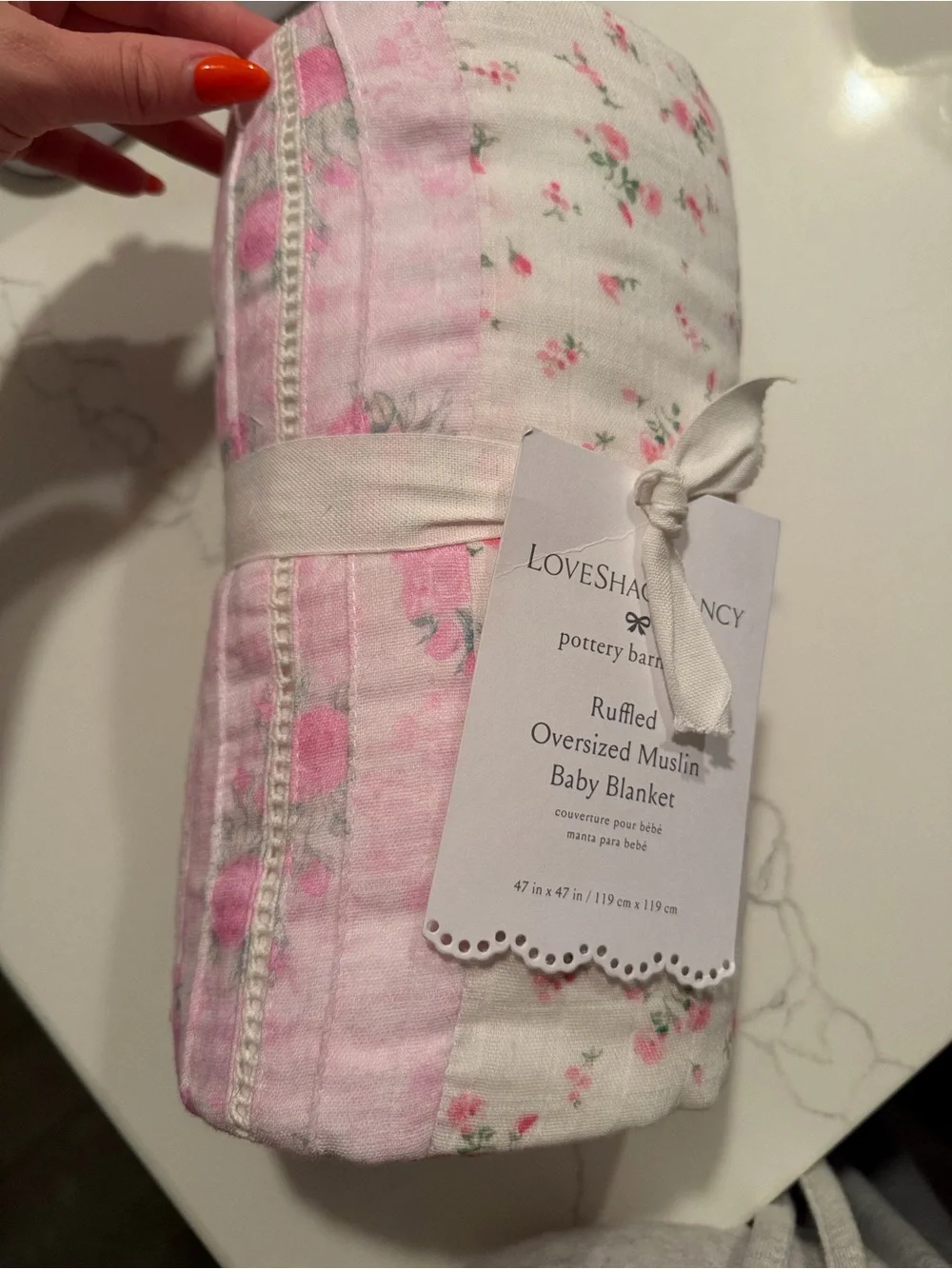 LoveShackFancy Prarie Ruffle Organic Cotton Muslin Oversized Blanket
